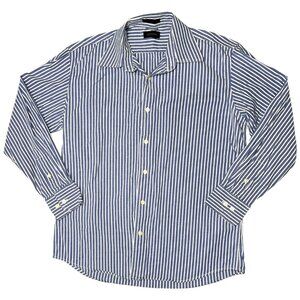 Express Blue White Striped Button Up Shirt Long Sleeve Mens Large